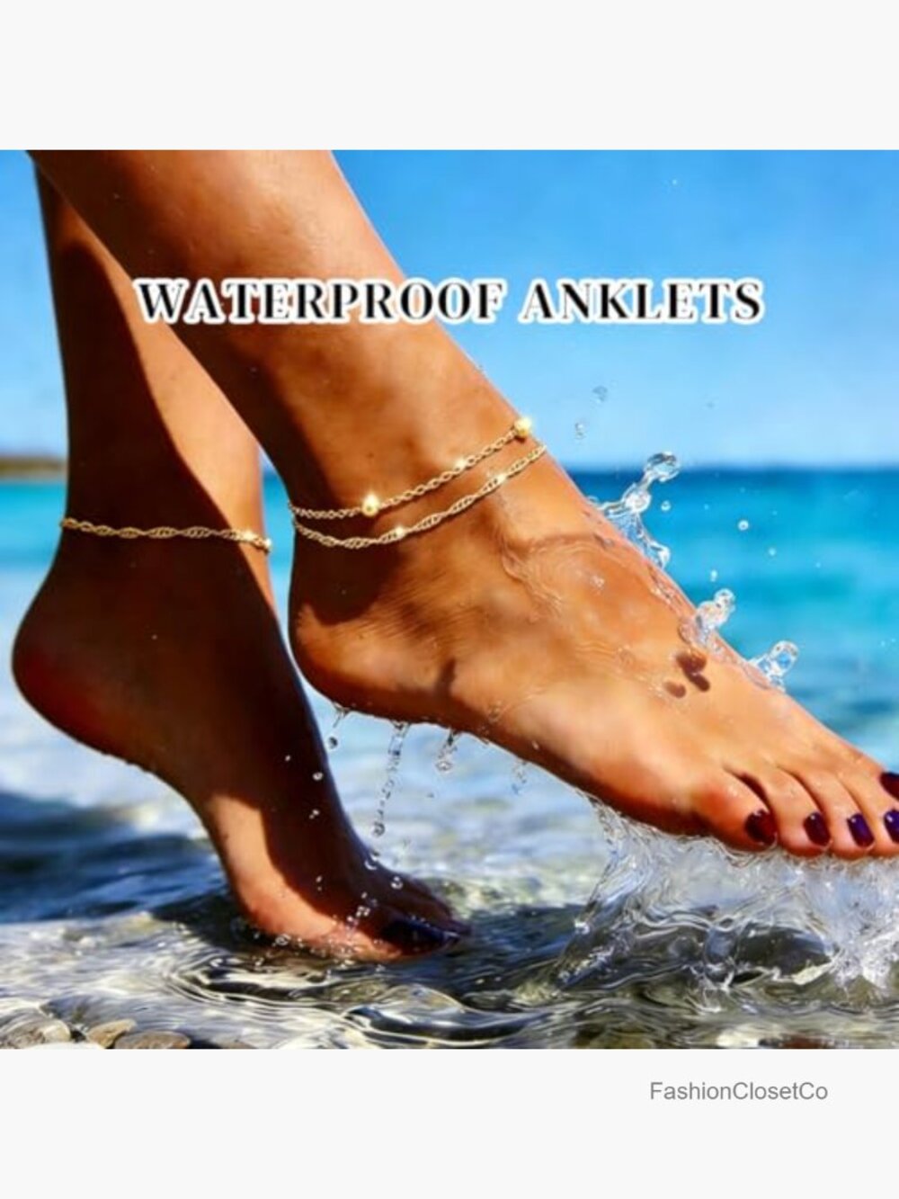 925 Sterling Silver 14K Gold Dainty Layered Anklets Set - Picture 2 of 7